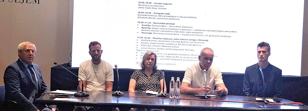 Od leve: Branko Ravnik, Andrej Korošec, Karmen Sadek Pučnik, Vinko But in Jernej Rozina